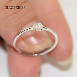 Кластерные кольца Qiaobeige sterling-silver-jewelry кольцо для женщины Blank Simple Pearl Fit 6-7-8 мм базовая настройка шарики Rhodium silver