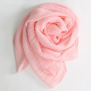 Scarves Miyake Pleated Wide Long Silk Scarf Spring Summer Autumn Winter Cape Women Windscreen Shawl Shoulder Designer Korean Scarf 230807