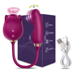 Succhiare il vibratore della rosa per le donne Stimolatore del punto G del capezzolo del clitoride Dito Wiggle Gioco di coppia masturbatore femminile