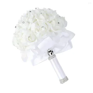 Dekorativa blommor som håller Wedding Hand Bouquet Simulation Boquets Flowers Outdoor Faux Artificial Foam Bride Artifical Outdoors