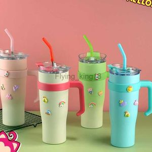 40 Oz Summer Super Large Capacity Girl Water Cup Big Mac Ice Tyrant Thermos Cup Creative with Straw Seamless Interior HKD230807