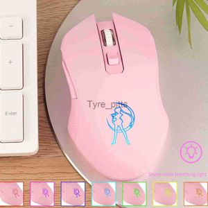 Möss 2.4G Silent Wireless Charging Mouse Pink Beautiful Girl Gaming Mouse Colorful Glowing Gaming Mouse för PC Gaming Office X0807