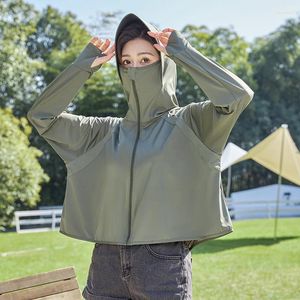 Women's Jackets Sun Protection Clothing For Women Sunscreen Shirt Summer Anti-UV Hooded Blouse Girls Outdoor Short Sports Shirts