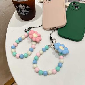 Cell Straps Charms New Mobile Lanyard Sunflower Flower Bracelet Anti-lost Wrist Strap Keychain Headset Case Cards Bag Cute Accessory