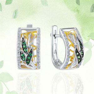 Hoopörhängen smycken för kvinnor Green Leaf Crystal Wedding Earring Vintage Boho Valentine Day Gift Pendientes Mujer
