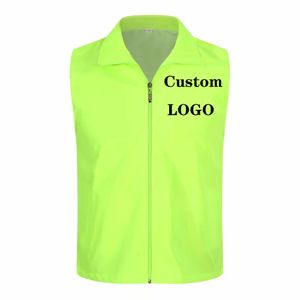 Men's Vests Factory price1PCS Free Custom Design Zip Vests Print Men Woman High visibility Safety Work Vest Workwear Uniform 230804