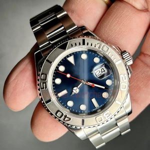 Yatch Master ST9 Mens 디자이너 시계 스테인리스 스틸 자동 기계식 시계 남자 품질 40mm 다크 로듐 다이얼 플로딩 걸쇠 사파이어