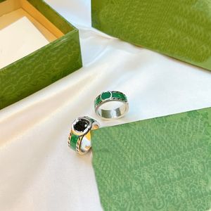 Fashion Simple Designer Ring Couple Swan Green Epoxy Rings Silver Plated Ring Men Women Engagement Wedding Jewelry Lover Gift With Box CGE1 --03