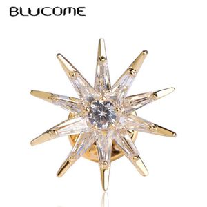 Pins Broothes Blucome Cubic Cyrron Star Brooche złota miedziana broszka z bratge klip z kołnierzem klipem Kapitułem miedź dla kobiet medalu biżuteria HKD230807