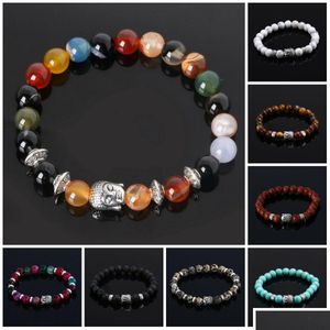 Charm Bracelets Mens Luxury Jewelry Bead Natural Stone Anchor Beaded Buddha Bracelet For Men Women Lava Chakra Drop Delivery Dhtn5