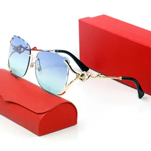 Blue Sunglasses Designer Woman Mens Sunglasses Brand Full Frames Fox Golden Black Metal C Decorative Design Business Beach Glasses with Original Box Sonnenbrille