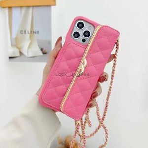 Дизайнер iPhone 14 13 12 Pro Max Case Card Wallet Crossbody Twoc Chace Case 14pro 13pro 12pro 11pro 11 XS 8 7 плюс роскошная сумочка на плечах кошелек с BoxKD387