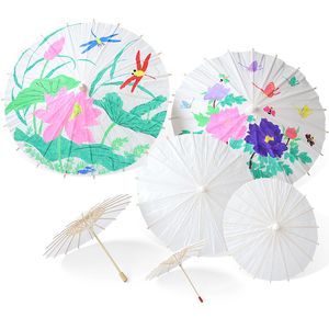 DIY Blank Bamboo Paper Umbrellas Blank Painting Bride Wedding Children's Painting Graffiti Kindergarten Craft Oiled Paper Umbrella Q421
