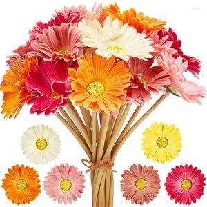 Decorative Flowers 12pcs Artificial Gerbera Fake Daisy Long Stem Flower Peony Head For Party Wedding Bridal Decoration