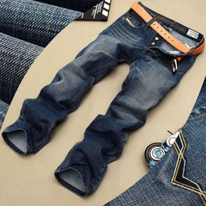 Jeans Masculino Atacado - Jeans Masculino Azul Preto Cor Reta Rasgado para Homens Moda Calças de Botão de Motociclista 772seim