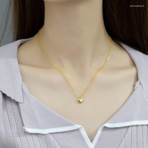 Pendant Necklaces PANJBJ Gold Color Love Heart Necklace For Women Girl Cute Smooth Simple Jewelry Birthday Gift Dropship Wholesale