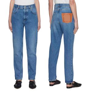 Loewely Jeans Womens Designer Jeans High Weist Openwork Potticed Breaters مستقيمة جينز 245