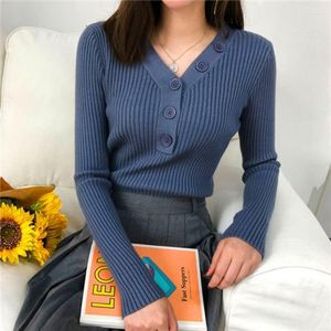 Women's Sweaters Sweet Sweater Cardigan Women Long Sleeve Solid 8 Colors V-neck Button Autumn And Winter Gentle Knitwear NS4564