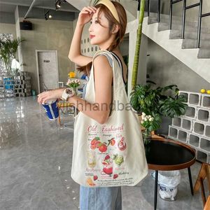 Totes 2023 New Women's Summer Simple Large Capacity One Shoulder Carrying Bag ins Korean Style Art Student Small Fresh Canvas Bagstylishhandbagsstore