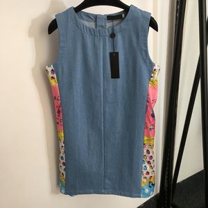 Vestido feminino sem mangas moda saias jeans moda patchwork vestido jeans personalidade ao ar livre charme vestidos roupas