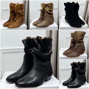 Tabi Western Cowboy Boots 디자이너 여성 가을과 겨울 스타일 송아지 가죽 가죽 하이 머서 리드 스웨이 패션 가죽 스파이크 부츠 크기 35-40