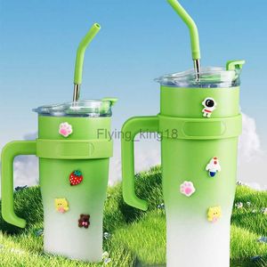 40oz stor kapacitet Car Cup -stjärna med rostfritt stål Ice Bar Handle Cup Portable Straw Cup HKD230807