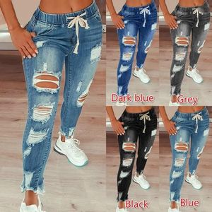 Damen-Jeans, zerrissenes Loch, hohe Taille, dehnbar, für den Sommer, schmale Passform, alle passenden Skinny-Bleistift-Denim-Hosen für den täglichen Gebrauch