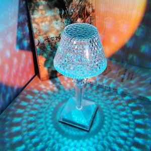 Diamond Tabell LED-lampa USB Touch Desk Lamp Eye-Protection Reading Lamp Crystal Projection Night Lights Home Bar Xmas Decor Light HKD230808