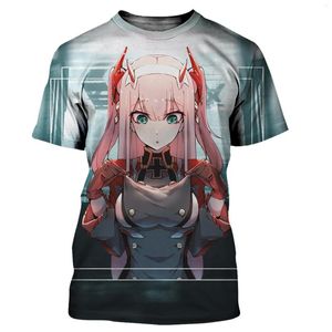 Мужские футболки T 2023 Summer Darling in the Franxx футболки аниме ноль две 3-й печатная уличная одежда Мужчина Женская мода негабаритная рубашка топы