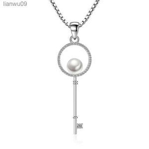 KOFSAC New Fashion 925 Sterling Silver Necklaces For Women Exquisite Pearl Key Pendant Jewelry Lady Anniversary Accessories Gift L230704