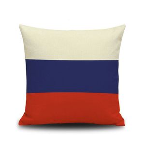 Pillow Case Lovely Russia Flag Cotton Linen 45X45CM Cushion Cover Waist Living Room Chair Sofa 230807