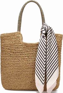 Rejolly Straw Tote Bag for Women Beach Summer Vacation Boho Rattan Handbags Large Woven Shoulder Purse Zipper Closure HKD230807