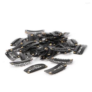 Hair Clips 40 Pcs 32mm Black Snap Metal For Extensions Weft Clip-on