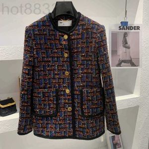 Jaquetas femininas de estilista no início do outono novo estilo de celebridade francesa elegante e moderno colorido tecido tweed casaco de peito único T6BO