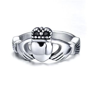 Pierścionki ślubne pierścionek irlandzki claddagh stal nierdzewna rozmiar 5-10 w Irlandii zaręczyny Zespół Zespół Drop Relivery Biżuteria Dhhay