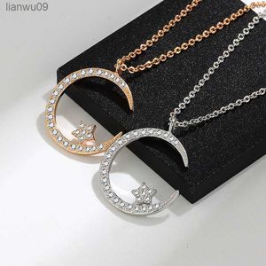 KOFSAC Shiny Full Zircon Crescent Moon Star Choker For Women 925 Silver Necklace Jewelry Fashion Lady Valentine's Day Accessorie L230704