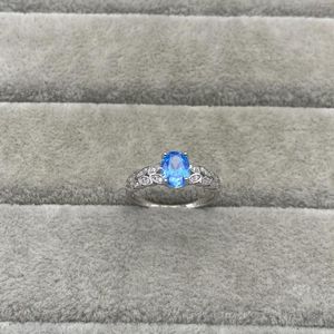 Cluster Rings S925 Sterling Silver Blue Pagoda Stone Diamond Ring With Minimalist Design In Europe And America Selling Women's