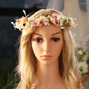 Başlıklar barok klasik saç aksesuarları tatlı pembe çiçek dekor kafa bandı düğün zarif gelin parti kraliçesi kadınlar için