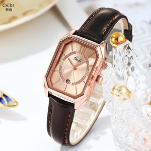 Kvinnor Simple Light Luxury Fashion Small Square Temperament Belt Waterproof Quartz Watch Montre de Luxe Gifts