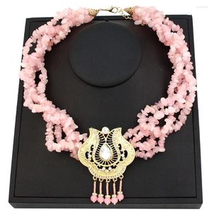 Anhänger Halsketten Neovisson Naturstein Quasten Halskette für Frauen Mehrschichtige Perlen Kette Gold Farbe Marokko Braut Kaftan Schmuck Geschenk