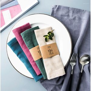 Guardanapo de mesa com bainha costurado coquetel para festa de casamento jantar pano de natal linho algodão 7 cores disponíveis