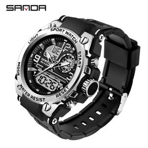 Начаты на наручных часах Sanda Top Men's Men's Watches 5ATM Водонепроницаемые спортивные военные наручные часы Quartz Watch for Men Clock Relogio Masculino 6024 230807