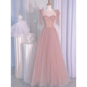 2023 Pink Mermaid Prom Dresses With OverSkirt Crystals Pärlad illusion Topp Satin Custom Made Ruched Evening Party -klänningar Vestidos Formell plusstorlek Okapital slitage