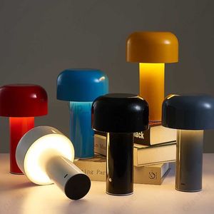 Bordsdesigner svamp lamp nattljus bärbar trådlös beröring laddningsbar dekorlampa USB säng lampa skrivbordslampa hkd230808