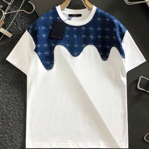 Camisetas masculinas de grife de luxo camiseta masculina feminina moletom jacquard bordado top masculino manga curta jeans painel pulôver fashion oversize camiseta 3xl 4xl