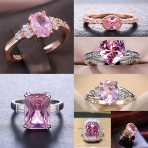 Wedding Rings CAOSHI Romantic Pink Cubic Zirconia For Women Finger Jewelry Exquisite Couple's Anniversary Gift Daily Collocation