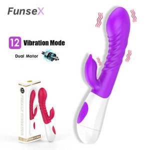 Kvinna Vagina G-Spot Stimulation 12-växlad dubbelmotorvibrator för kvinnor Klitoris Massager Vuxen Masturbation Supplies