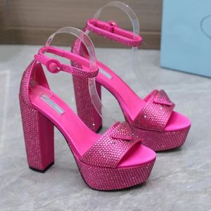 Sandały z kryształów luksusowe projektanci damskiej platformy obcasy buty