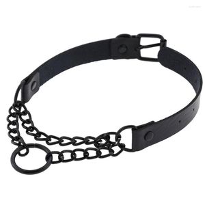 Choker zimno goth cosplay maid sexig krage punk gotiska läder metallkedjor harajuku slavhalsband för kvinnor mode smycken