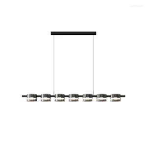 Pendant Lamps Italian Minimalist Dining-Room Lamp Modern Bar Counter Nordic High-End Creative Smoky Gray Glass Long Chandelier